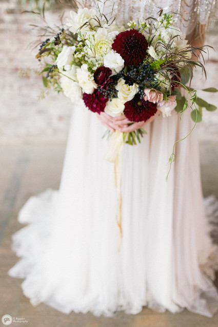 Red dahlia bridal bouquet