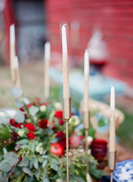 Gold glitter candles