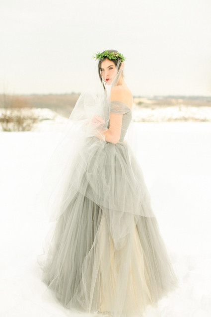Grey Sarah Nouri wedding dress