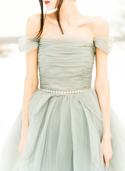 Grey Sarah Nouri wedding dress