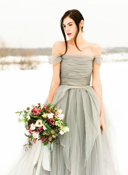 Grey Sarah Nouri wedding dress