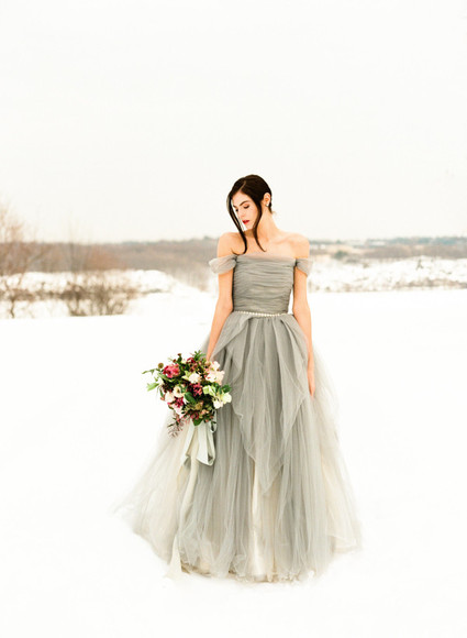 Grey Sarah Nouri wedding dress