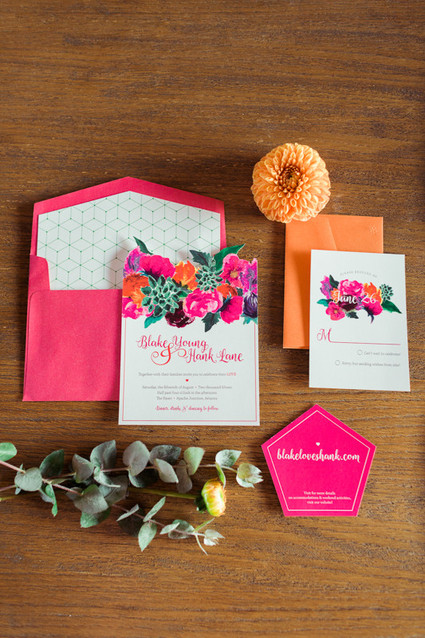 Colorful geometric wedding invitation