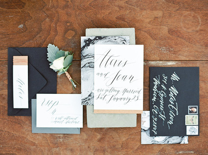 Modern marbled wedding invites