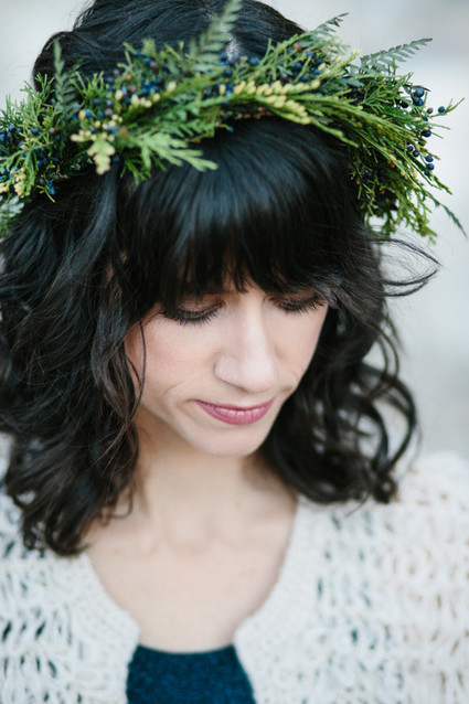 Pine garland bridal crown