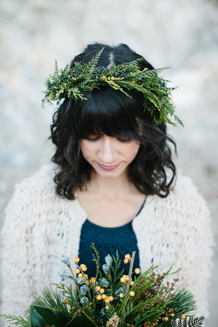 Pine garland bridal crown