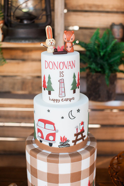 Camping birthday cake