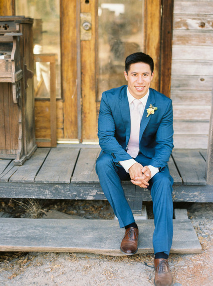 Dark blue grooms suit