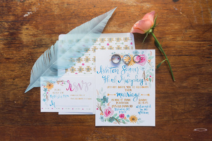 Colorful handwritten wedding invitation