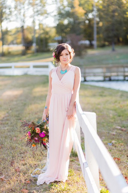 Blush bridal wedding gown