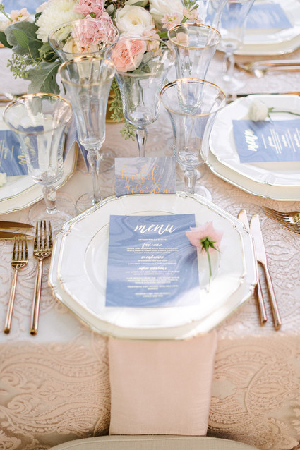 Pantone colored wedding menu