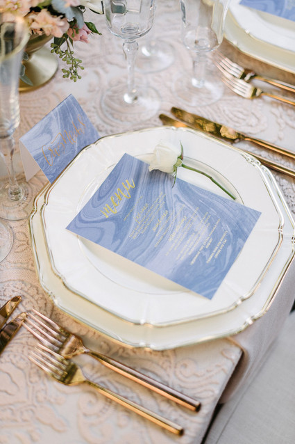 Pantone colored wedding menu