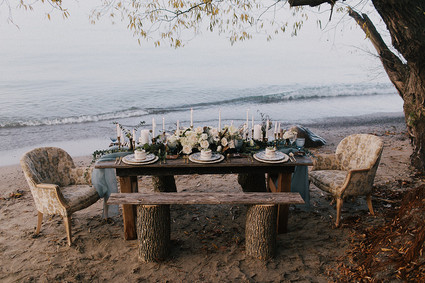Seaside wedding tablescape