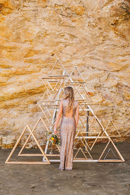 Metallic wooden triangle backdrop