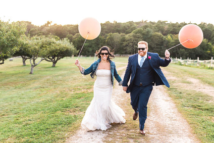 Whimsical Cape Cod farm wedding portrait