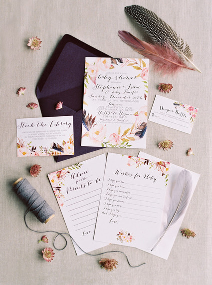 Bohemian baby shower invites