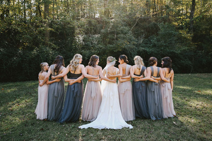 Blue and grey bridesmaid dresses