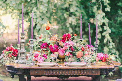 Jewel toned wedding tablescape