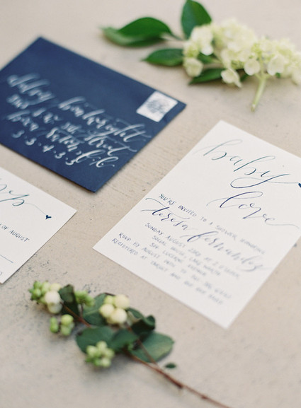 Classic white floral baby shower invites