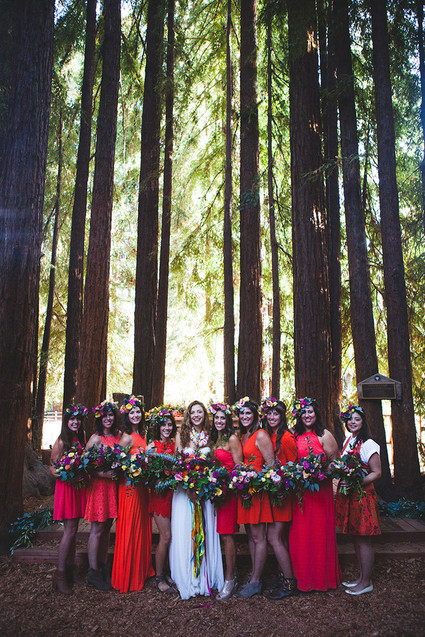 red bridesmaid gowns