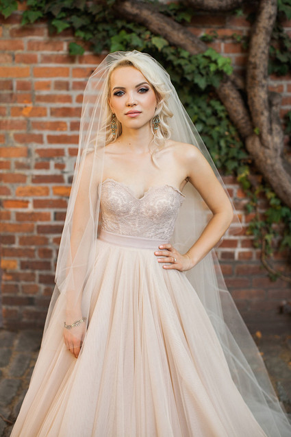 Blush BHLDN wedding gown
