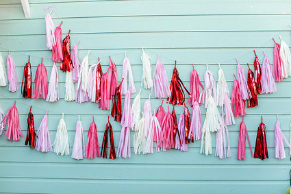 pink and red fringe garland