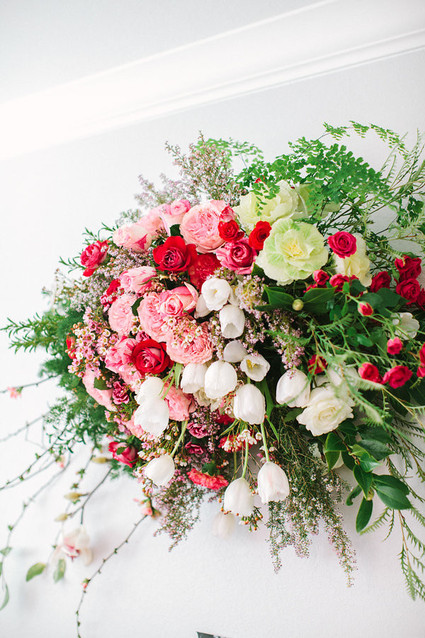 pink and red floral installation