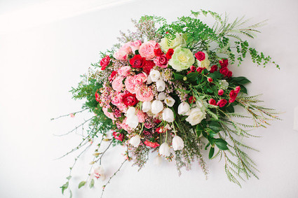 pink and red floral installation