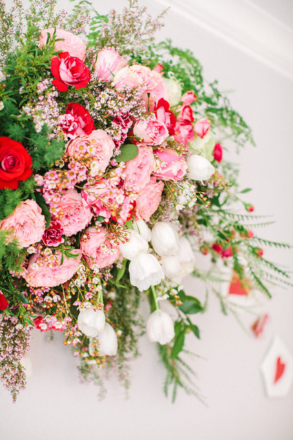 pink and red floral installation