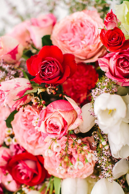 pink and red floral installation
