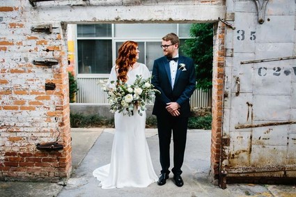 Modern downtown Atlanta wedding portrait