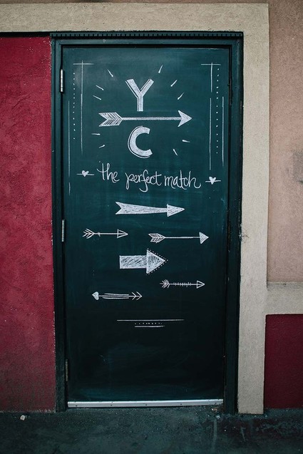 Chalk wall wedding signage