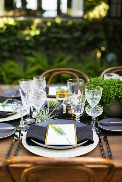 Modern California wedding place setting