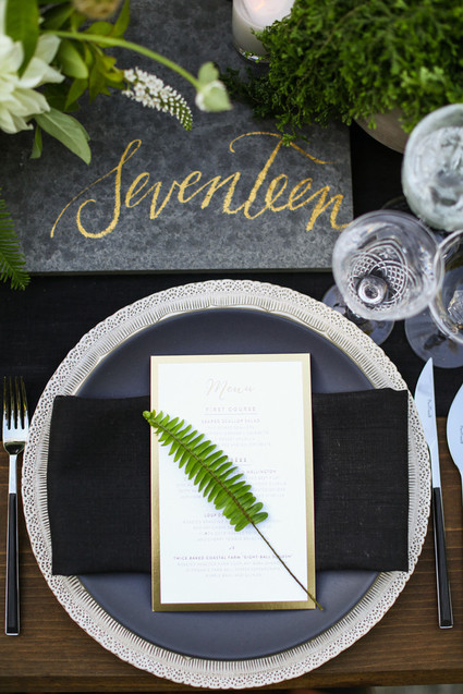 Modern California wedding place setting