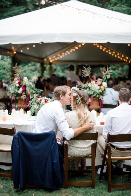 Bohemian backyard wedding reception