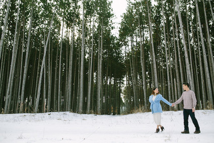 winter forest maternity photos