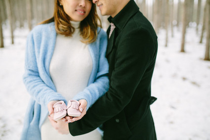 winter forest maternity photos