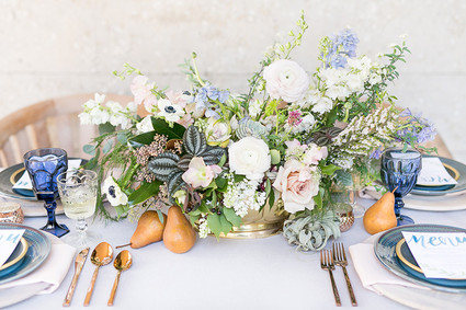 Soft blue spring centerpiece