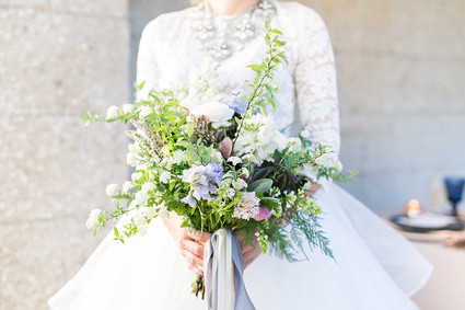 Soft blue spring bridal bouquet