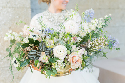 Soft blue spring bridal bouquet