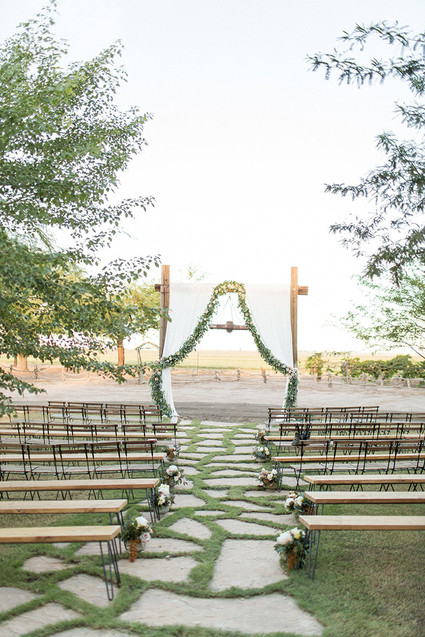 Backyard California desert wedding ceremony