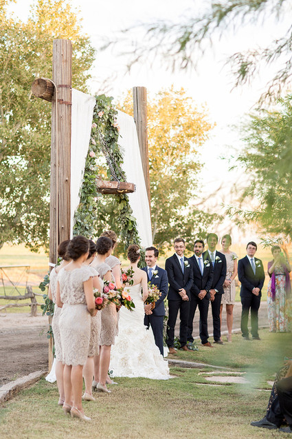 Backyard California desert wedding ceremony