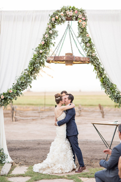 Backyard California desert wedding ceremony