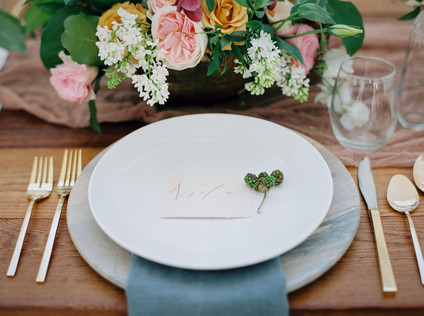 Romantic spring wedding place setting