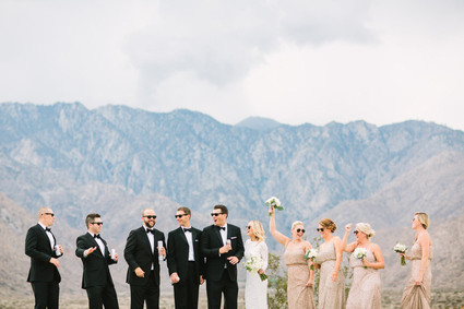 Desert wedding party portrait