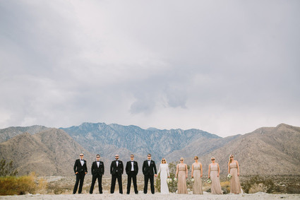 Desert wedding party portrait