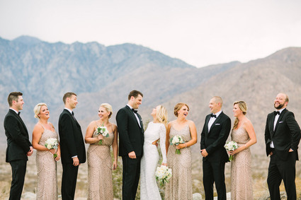 Desert wedding party portrait
