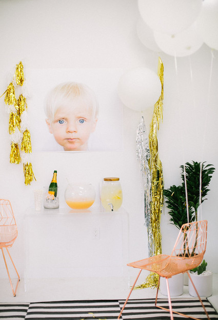 Modern gold and white 1st birthday