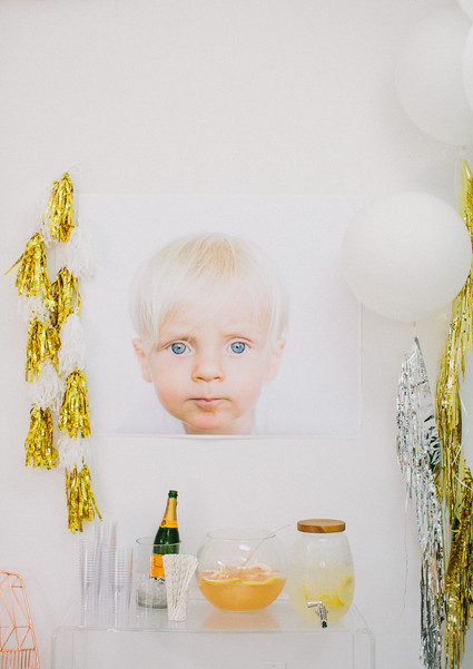 Modern gold and white 1st birthday