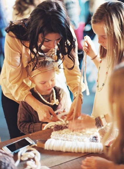 Weaving DIY at a baby shower